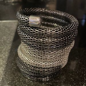 Silver tone, Black, Grey Coil Bracelet